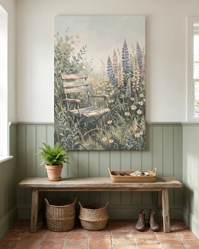 Canvas print – Garden Chair in a Flowering Meadow