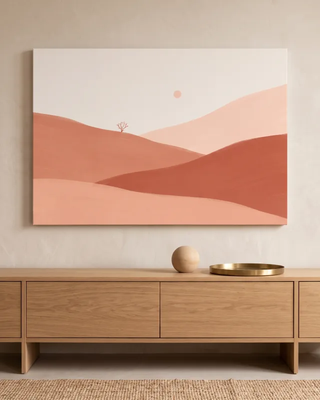 Canvas print – Terracotta Dunes with a Small Bare Tree