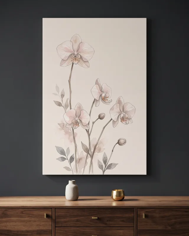 Leinwandbild – Zarte Orchideen in Rosé und Creme