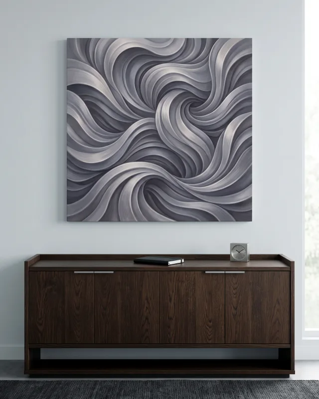 Canvas print – Interwoven Silver Bands with Depth