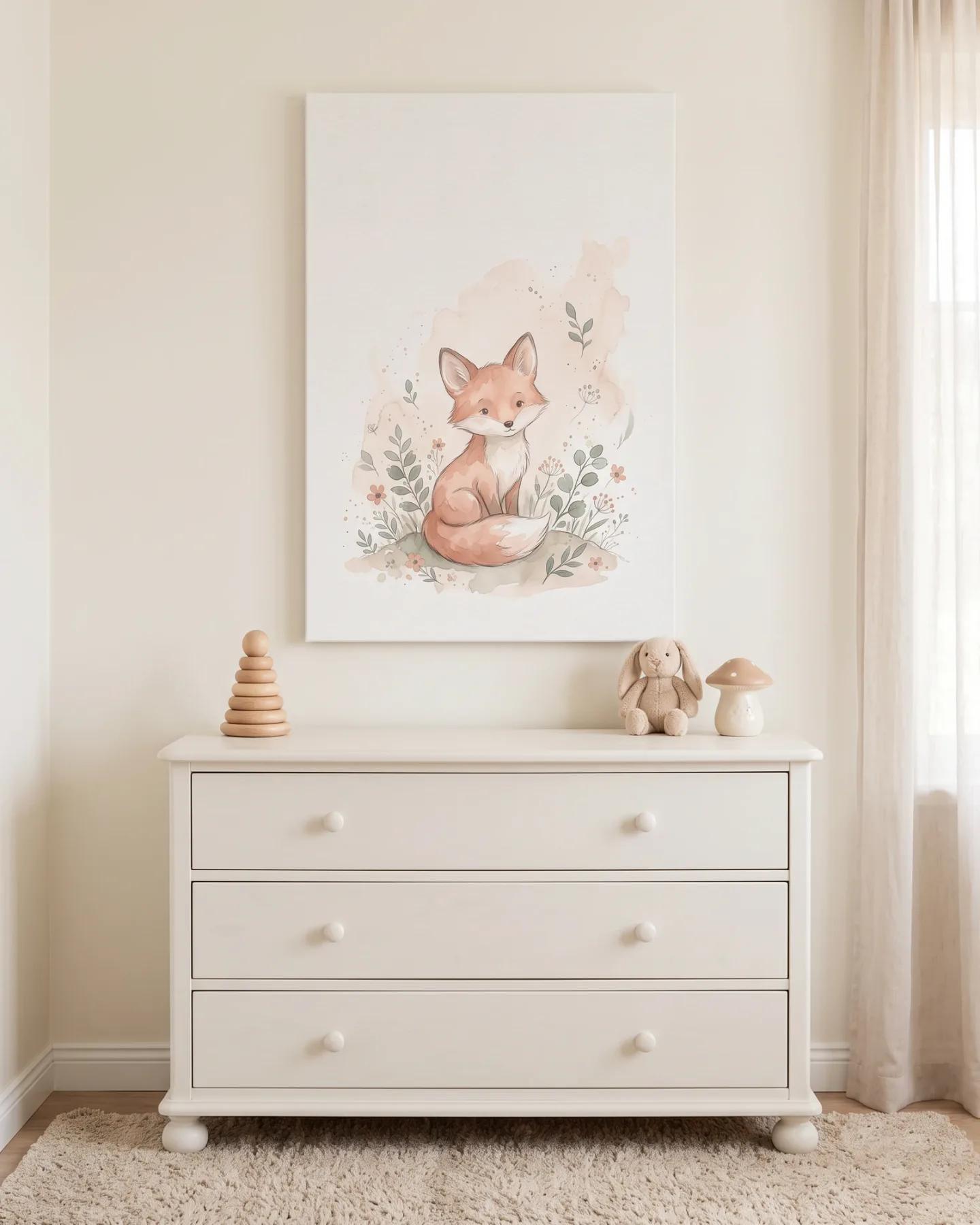 Leinwandbild – Kleiner Fuchs zwischen Blüten und Blättern