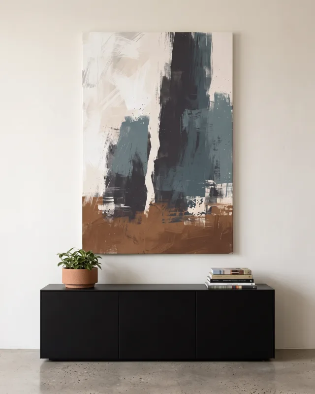 Leinwandbild – Abstrakte Farbflächen in Creme, Petrol und Braun
