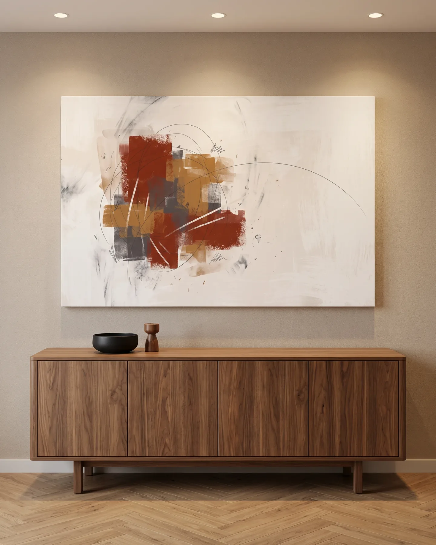 Leinwandbild – Abstrakte Farbflächen in Rostrot und Ocker