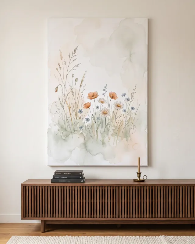 Canvas print – Meadow Flowers in a Soft Watercolor Style