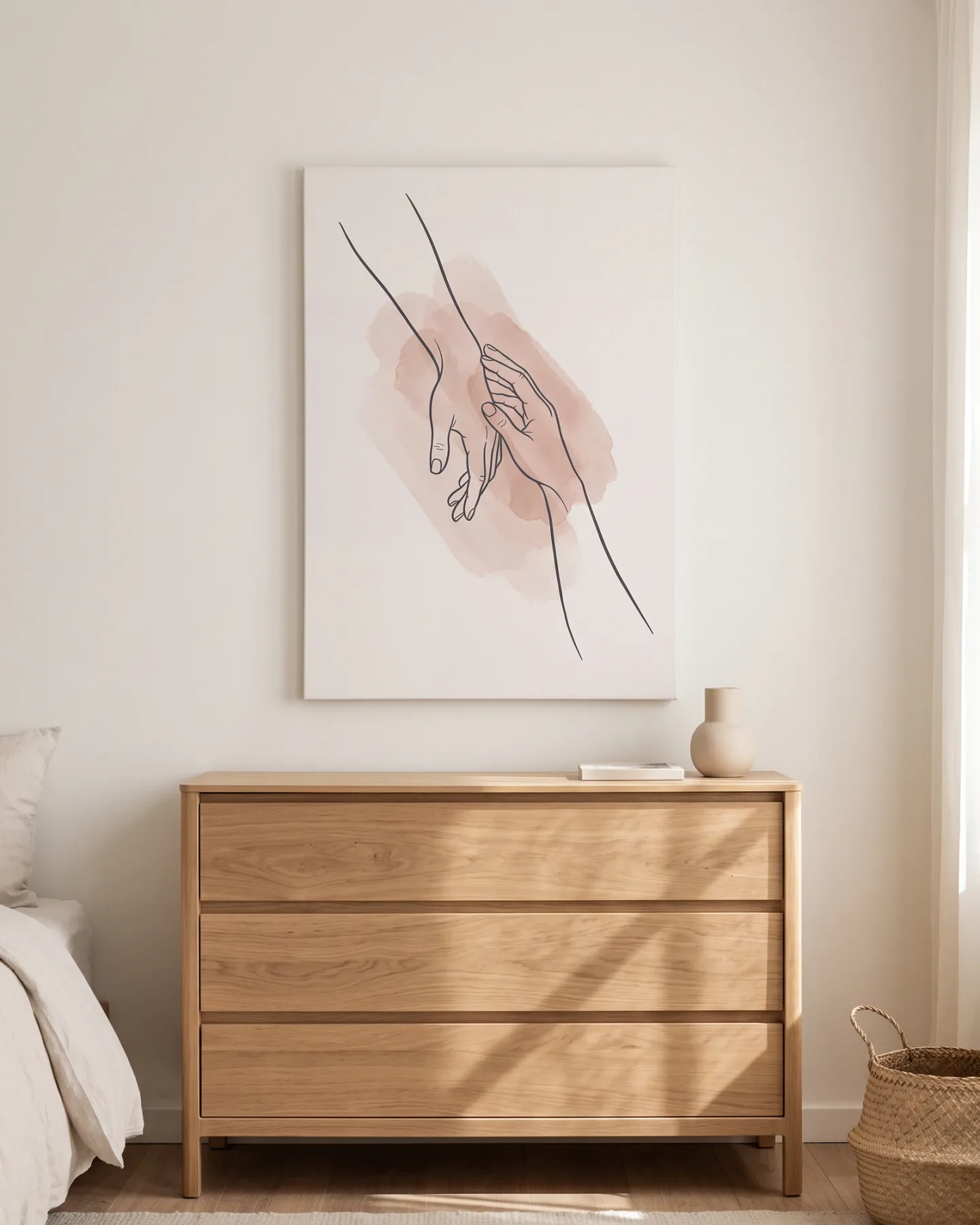 Leinwandbild – Berührende Hände in Line Art