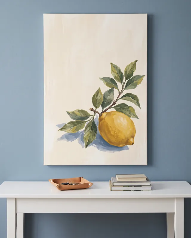 Canvas print – Yellow Lemon in a Blue Shadow