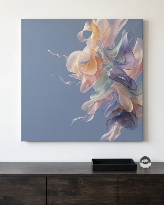 Leinwandbild – Transparente Blütenbänder in Pastell
