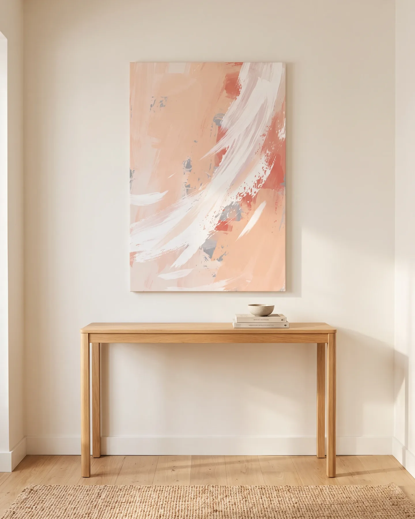 Canvas print – Abstract Brushstrokes in Apricot and White