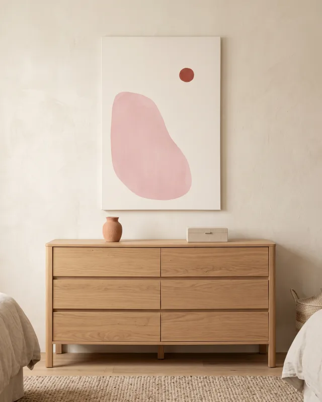 Leinwandbild – Staubrosa Oval mit rostrotem Akzent