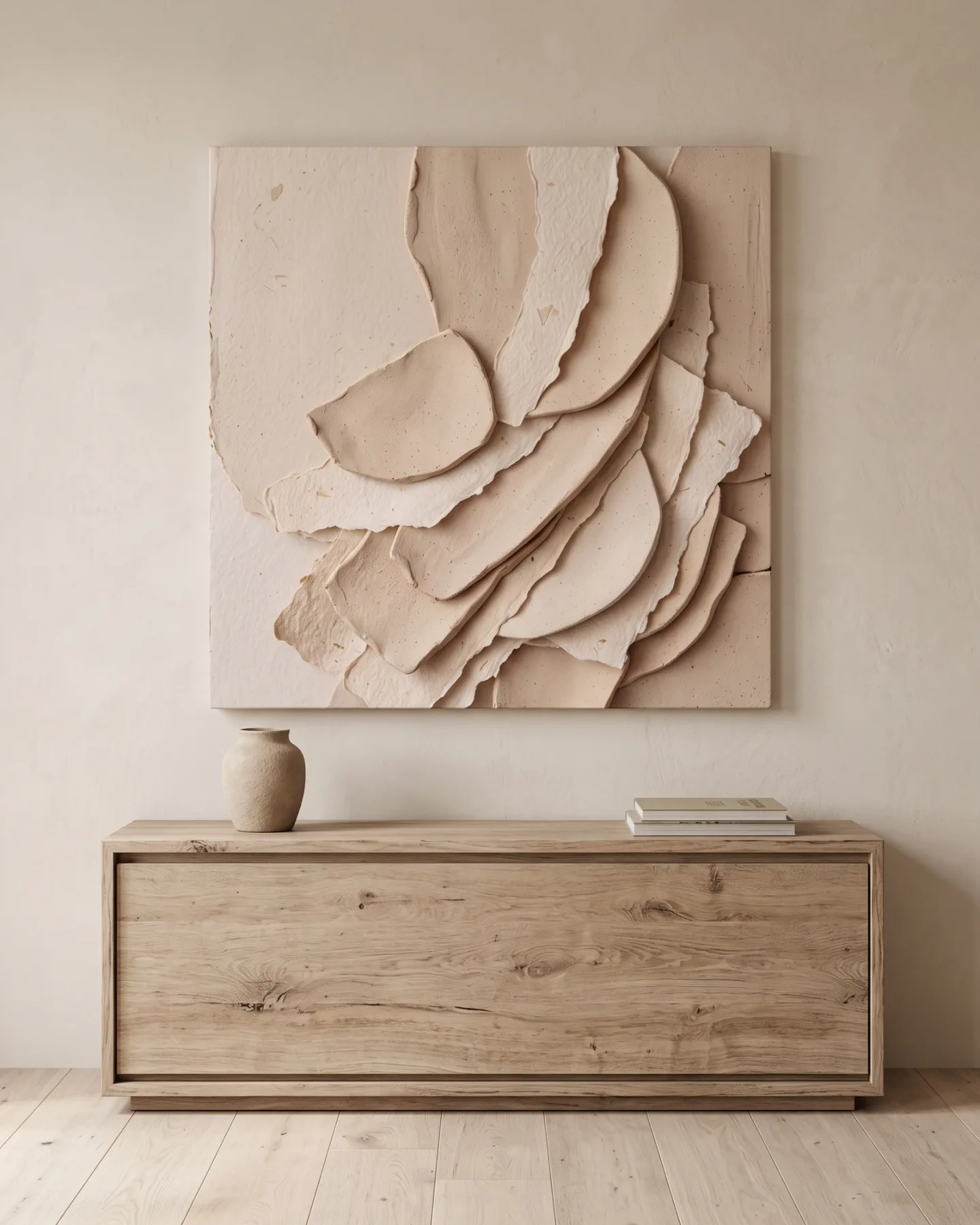 Leinwandbild – Unregelmäßige Platten in Sand und Creme