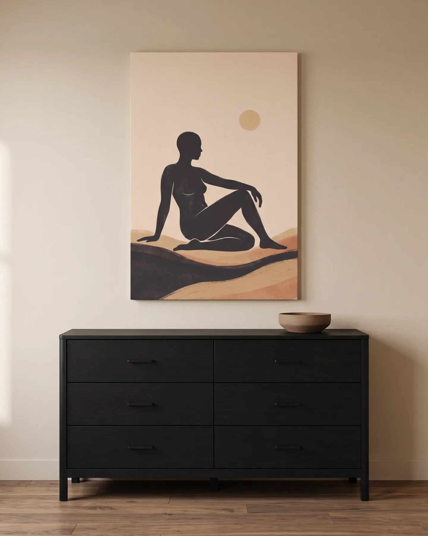 Leinwandbild – Ruhende Silhouette auf Erdfarben