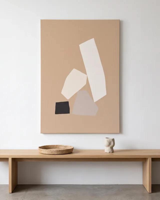 Leinwandbild – Abstrakte Formen in Beige und Creme