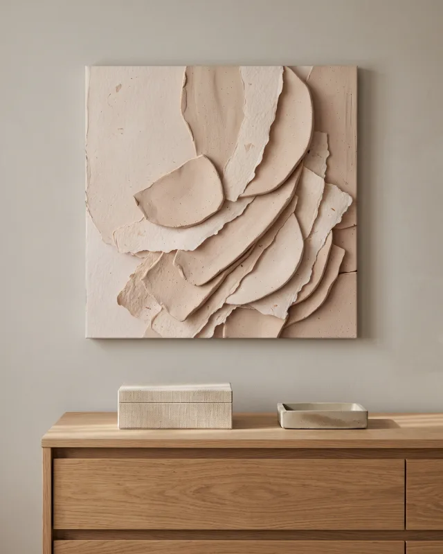 Leinwandbild – Unregelmäßige Platten in Sand und Creme