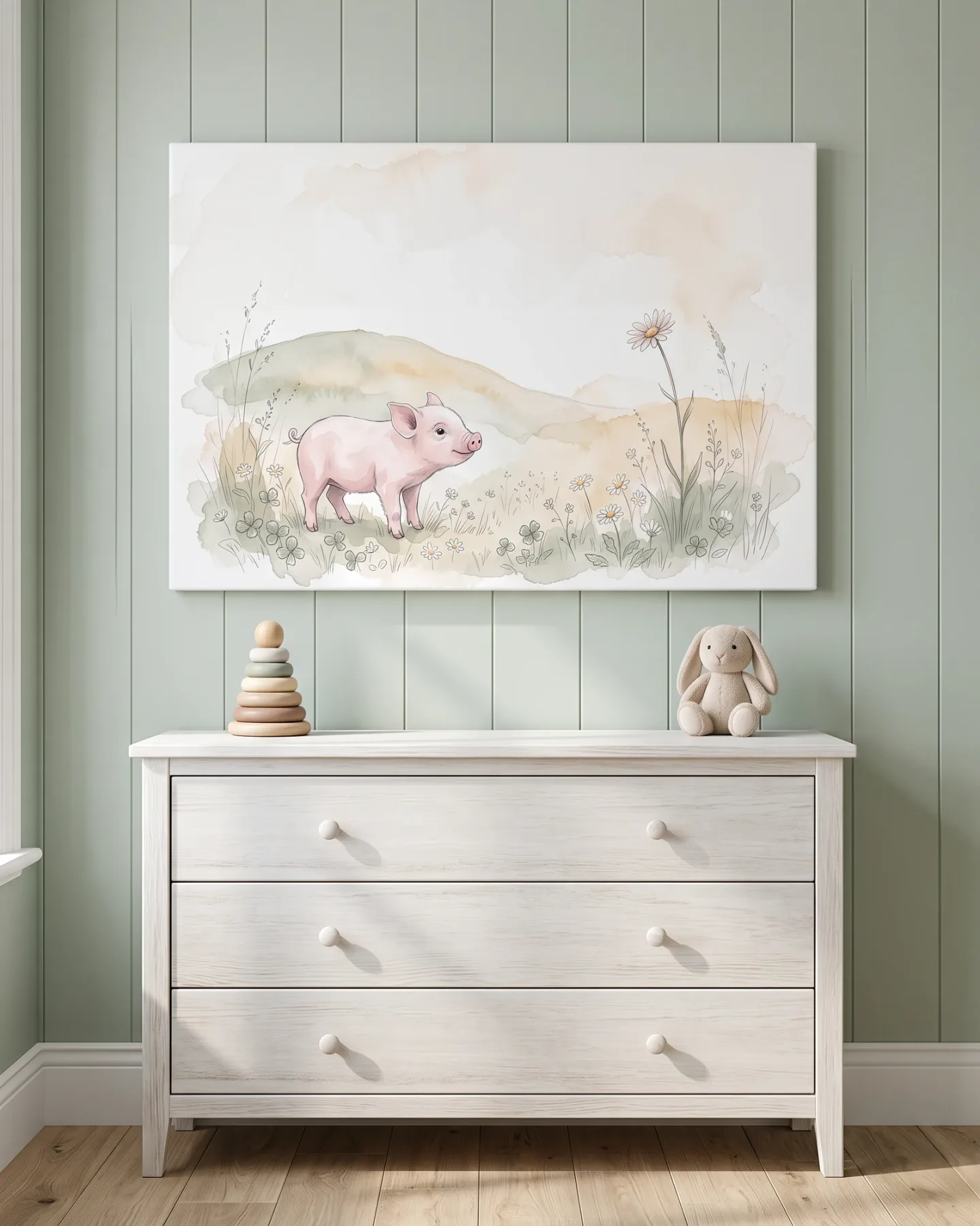 Canvas print – Piglet in a Flower Meadow
