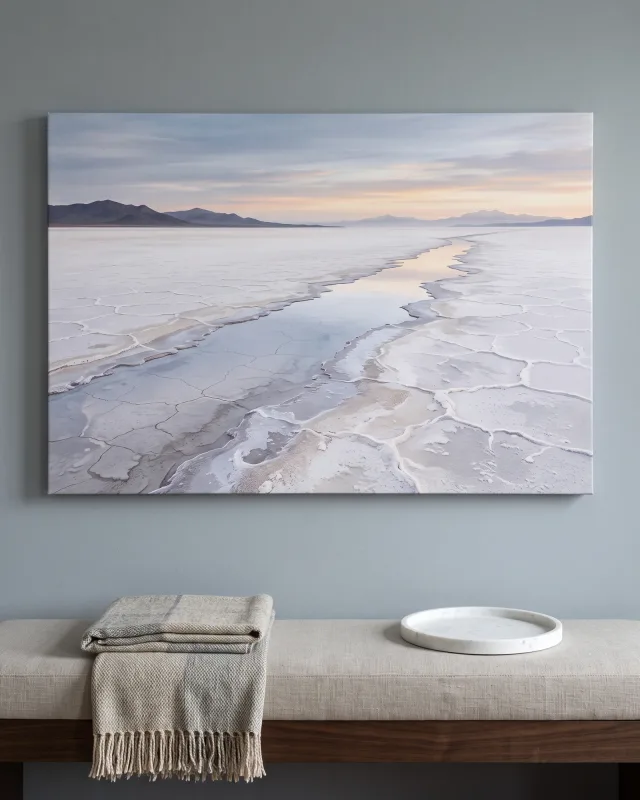 Leinwandbild – Salzsee im Abendlicht