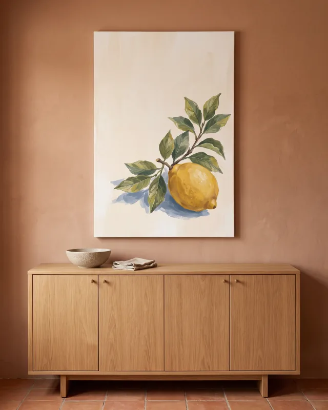 Canvas print – Yellow Lemon in a Blue Shadow