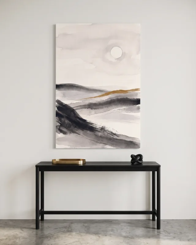 Leinwandbild – Abstrakte Landschaft mit heller Scheibe