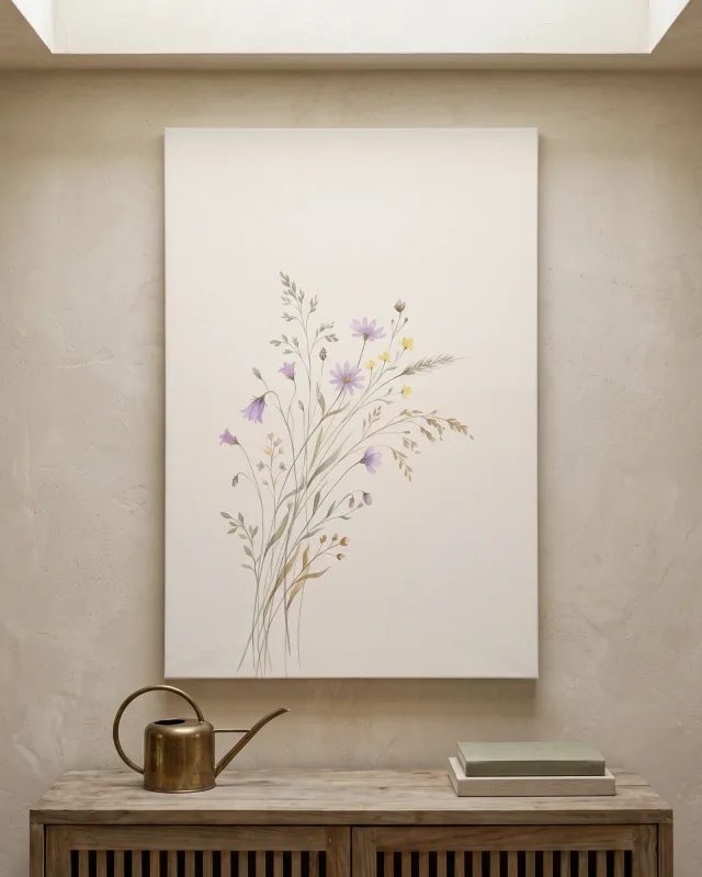 Leinwandbild – Wiesenstrauß mit violetten Glockenblüten