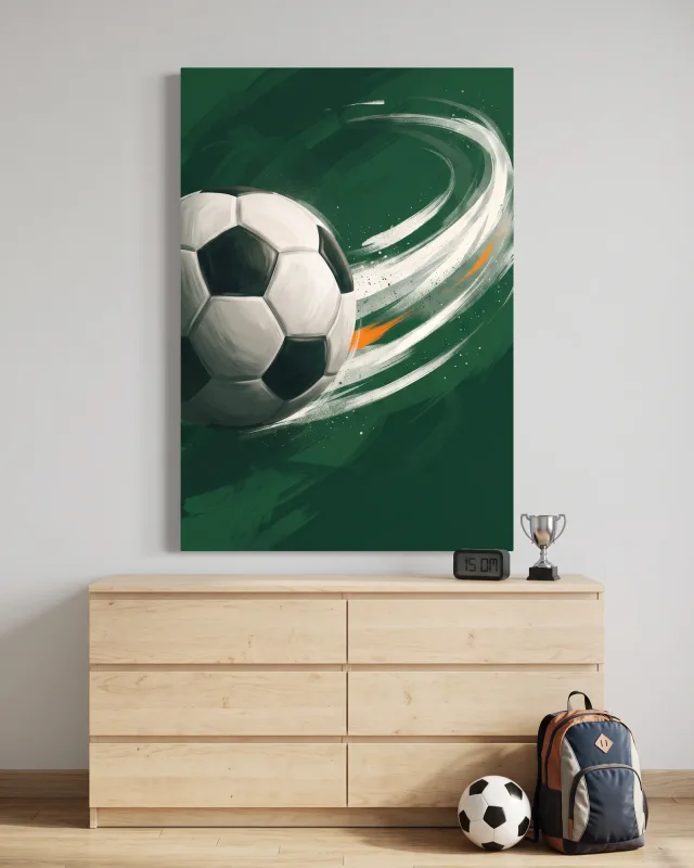 Leinwandbild – Fußball in dynamischer Bewegung