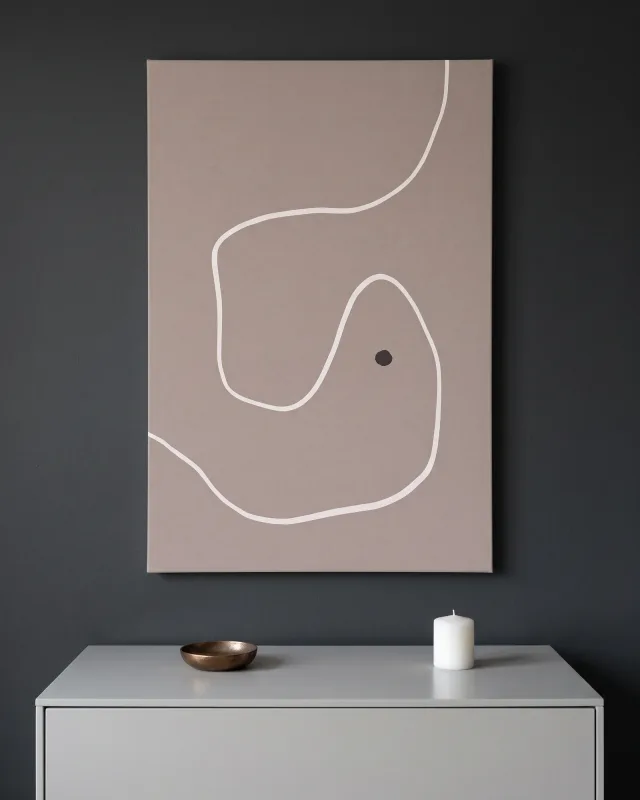 Leinwandbild – Abstrakte Linien in Taupe