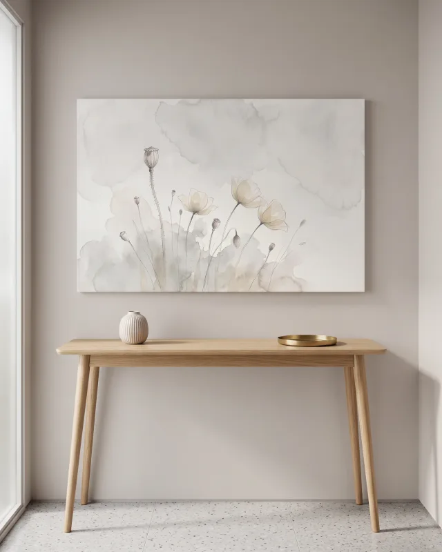 Canvas print – Delicate Flowers and Seed Pods in Watercolor