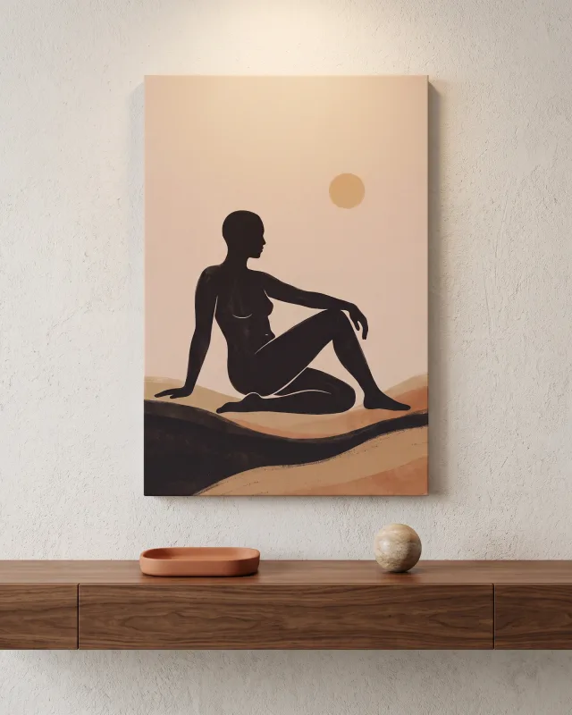 Leinwandbild – Ruhende Silhouette auf Erdfarben