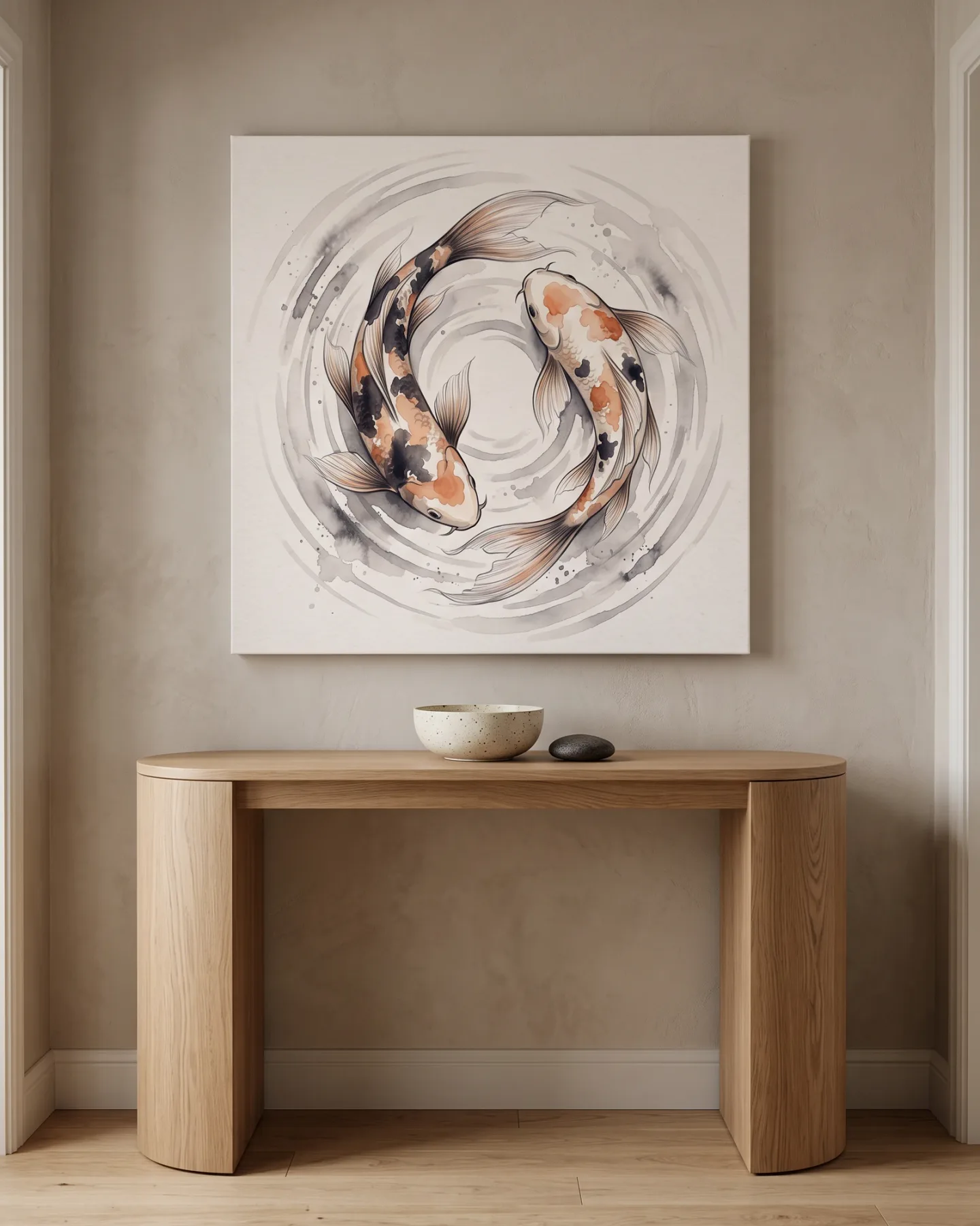 Leinwandbild – Koi im kreisenden Wasser