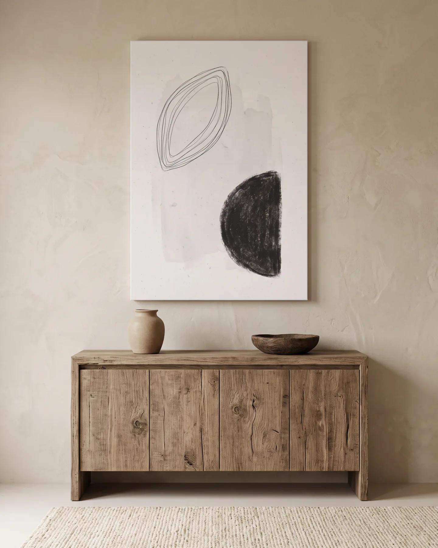 Leinwandbild – Abstrakte Linien und schwarze Form
