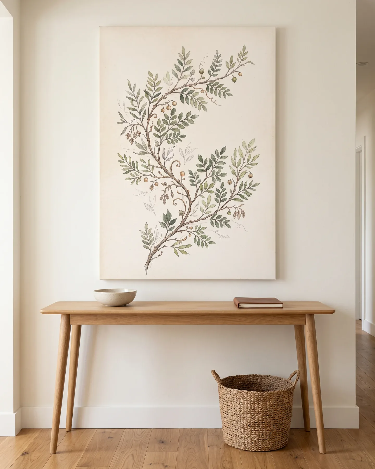 Canvas print – Delicate Vine with Fine Pencil-like Marks