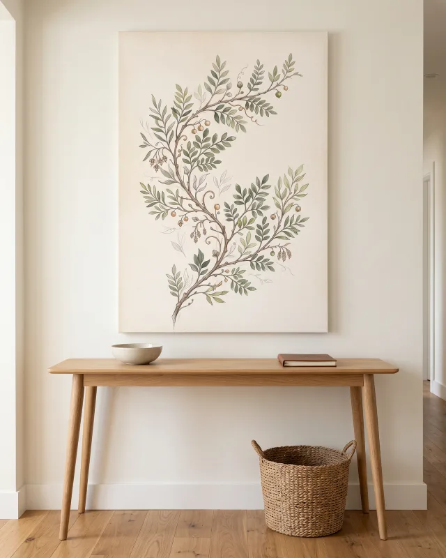 Canvas print – Delicate Vine with Fine Pencil-like Marks
