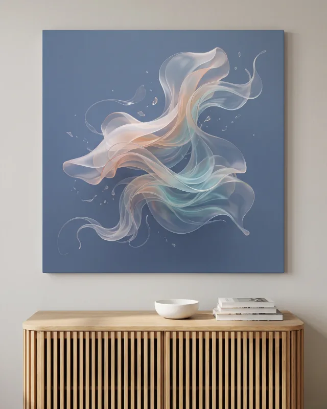 Canvas print – Floating Colour Form in Peach and Cyan