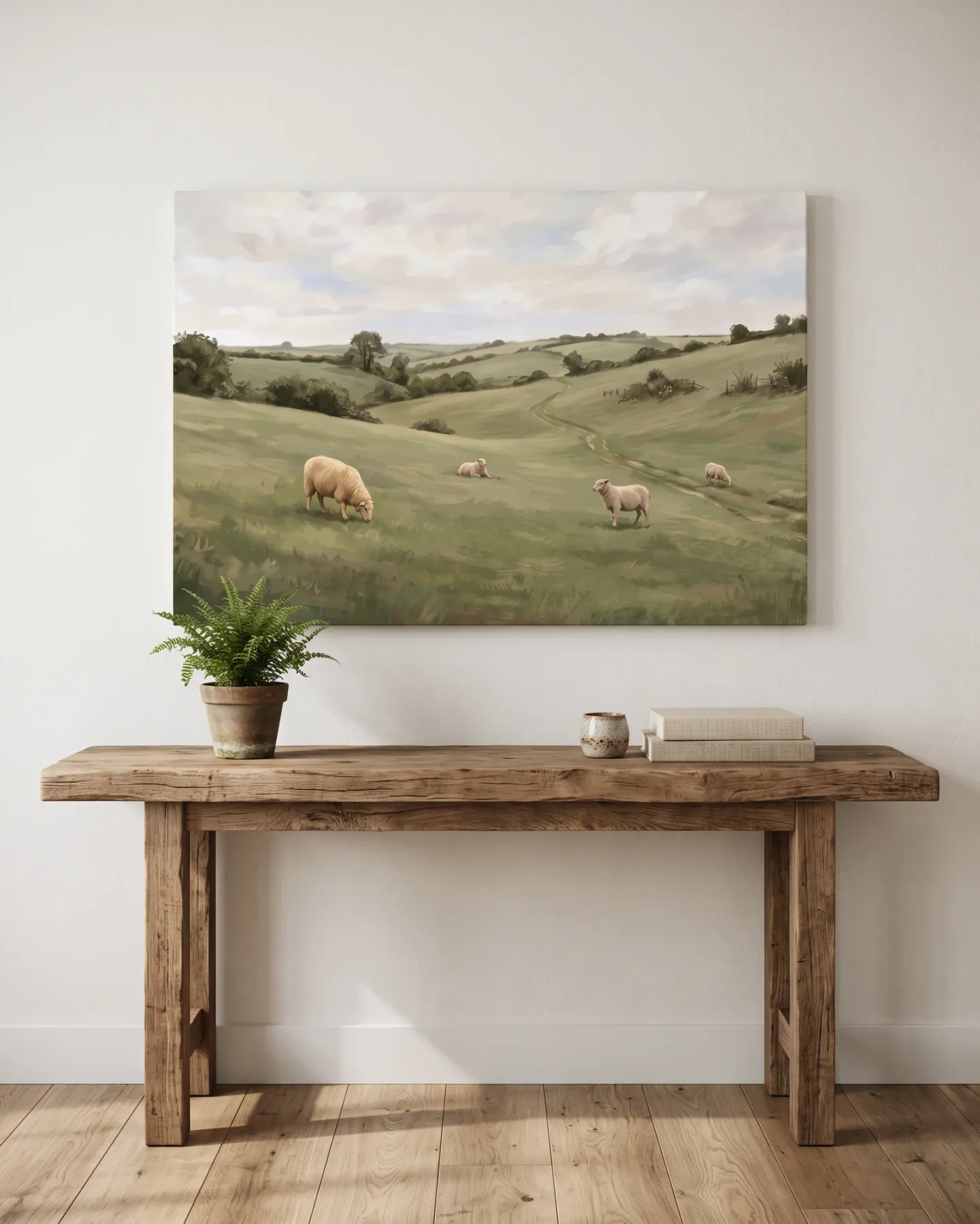 Canvas print – Sheep on Rolling Green Hills