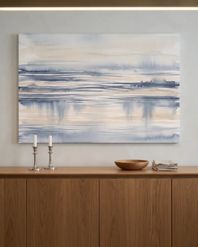 Leinwandbild – Zarter Horizont in Blau und blassem Beige