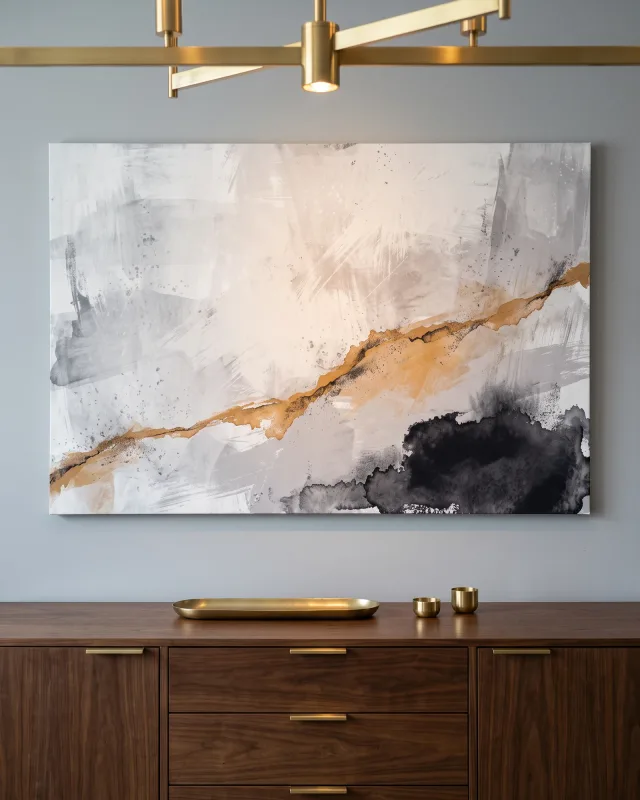 Canvas print – Abstract Canvas with an Ochre Diagonal Crack