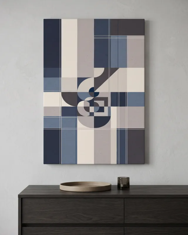 Leinwandbild – Geometrischer Knoten im kühlen Raster