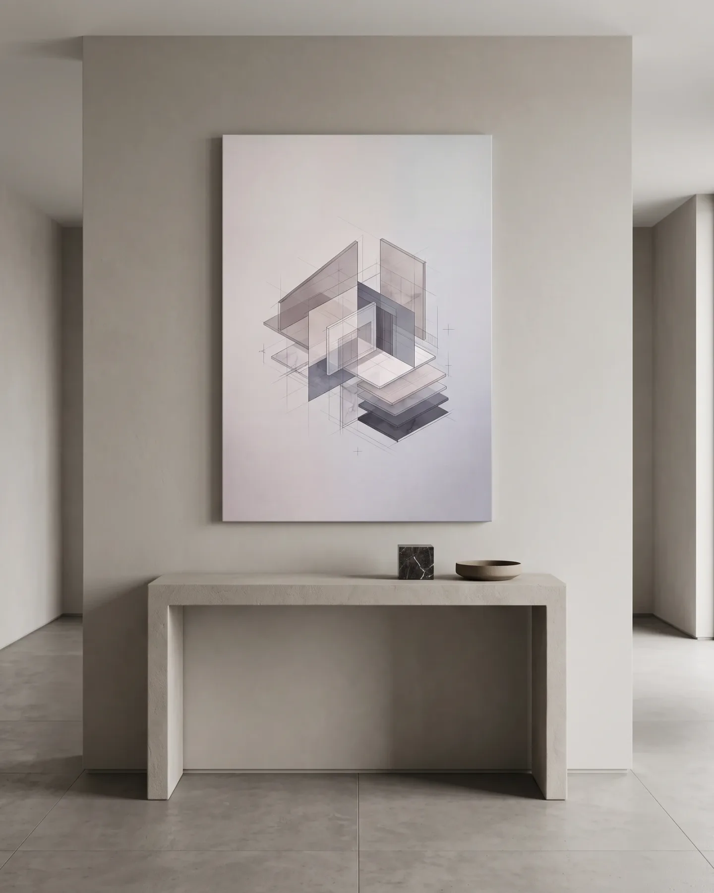 Leinwandbild – Architektonische Ebenen mit feinen Hilfslinien