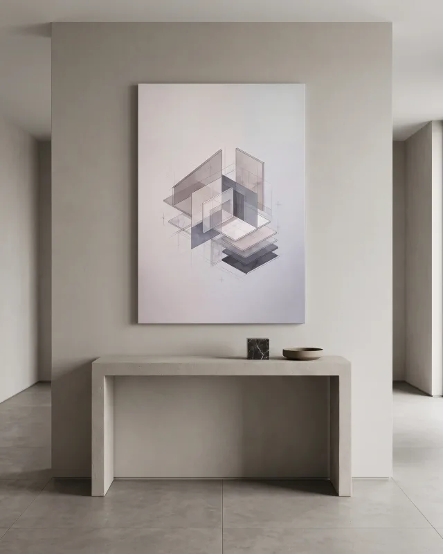 Leinwandbild – Architektonische Ebenen mit feinen Hilfslinien