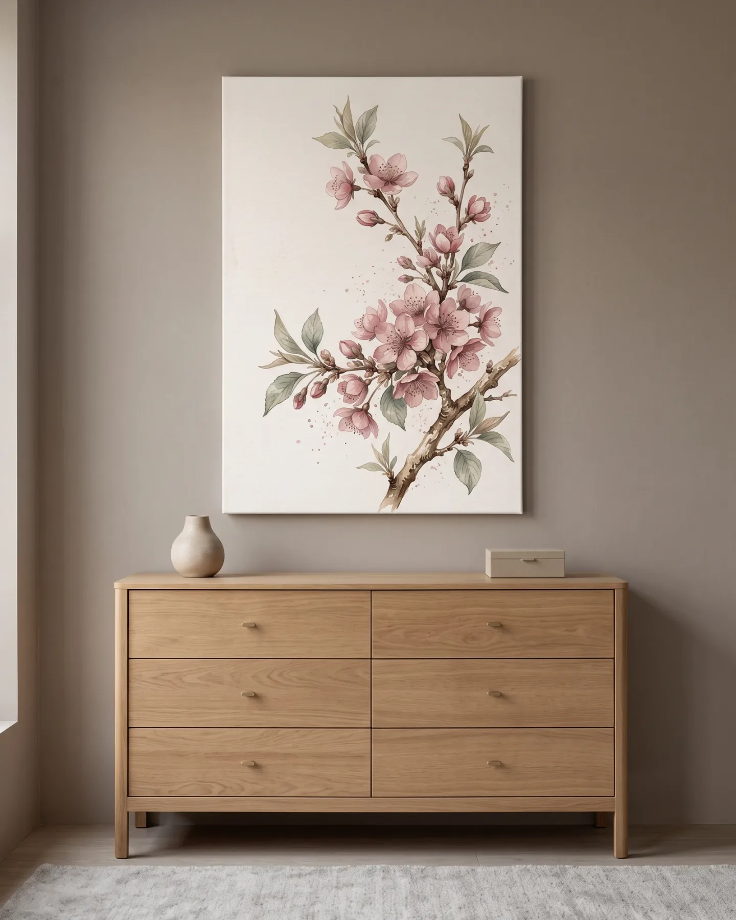 Canvas print – Cherry Blossoms with Buds and Loose Splashes