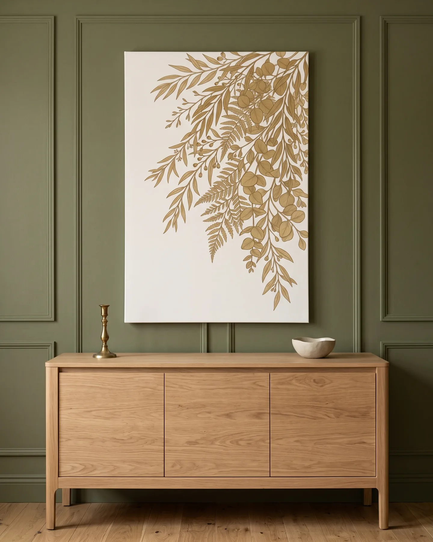 Canvas print – Golden-Brown Fern Sprigs in Pale Space