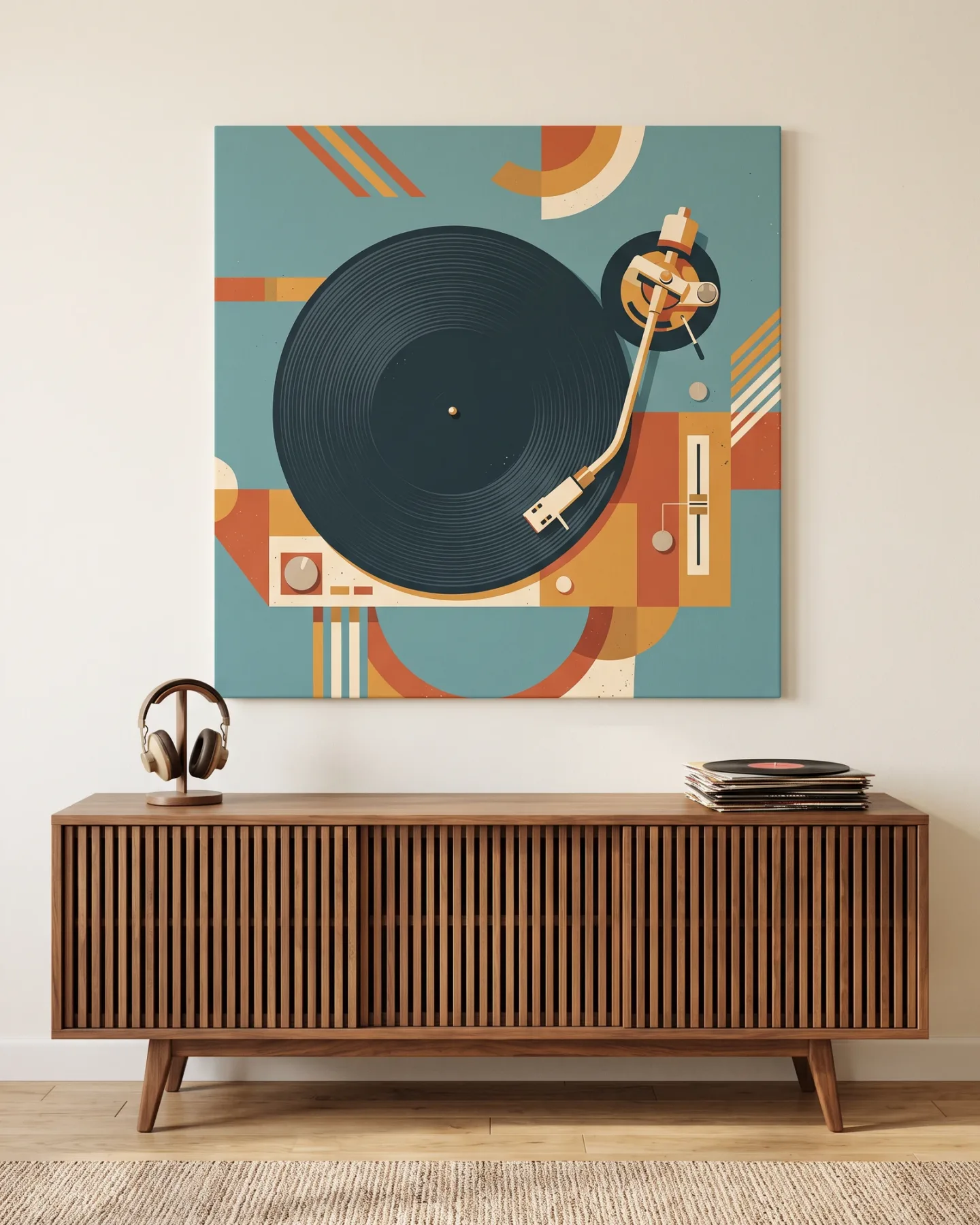 Leinwandbild – Retro-Illustration eines Plattenspielers