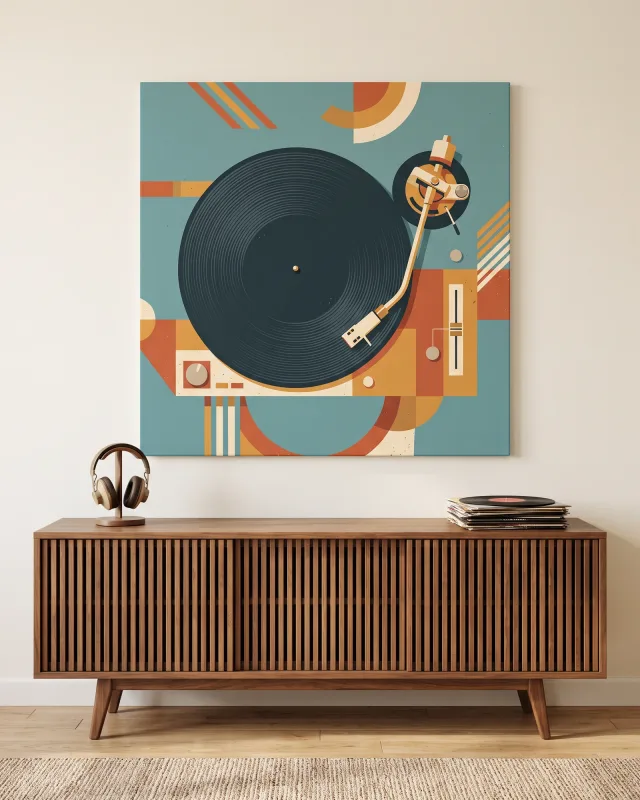 Leinwandbild – Retro-Illustration eines Plattenspielers