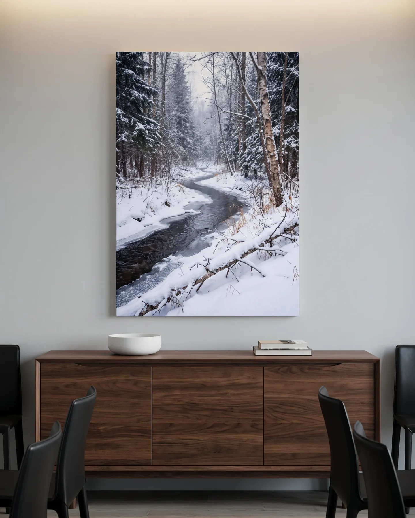 Canvas print – Winter Forest with a Stream