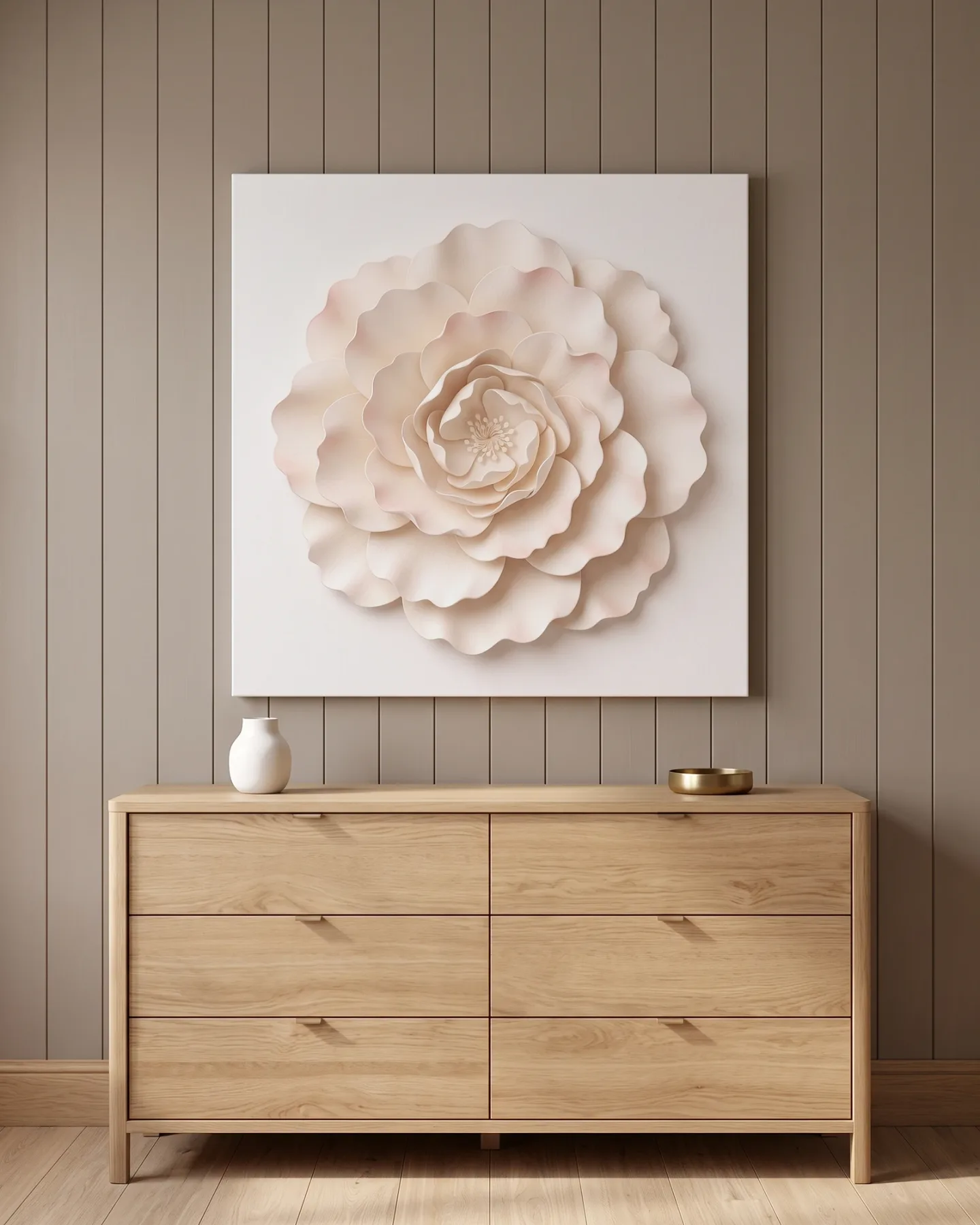 Leinwandbild – Symmetrische Blüte mit plastischer Papieroptik
