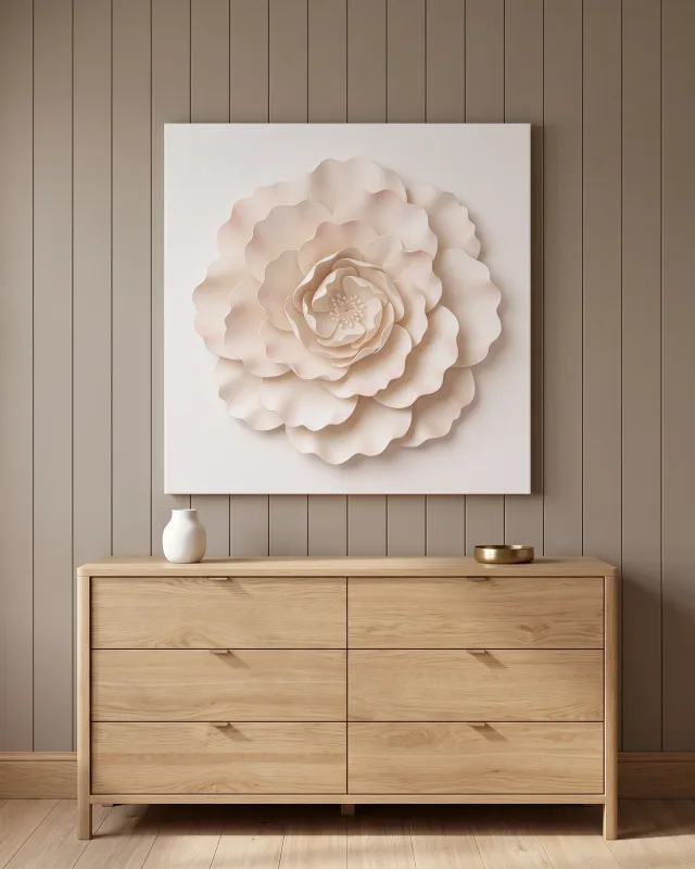 Leinwandbild – Symmetrische Blüte mit plastischer Papieroptik