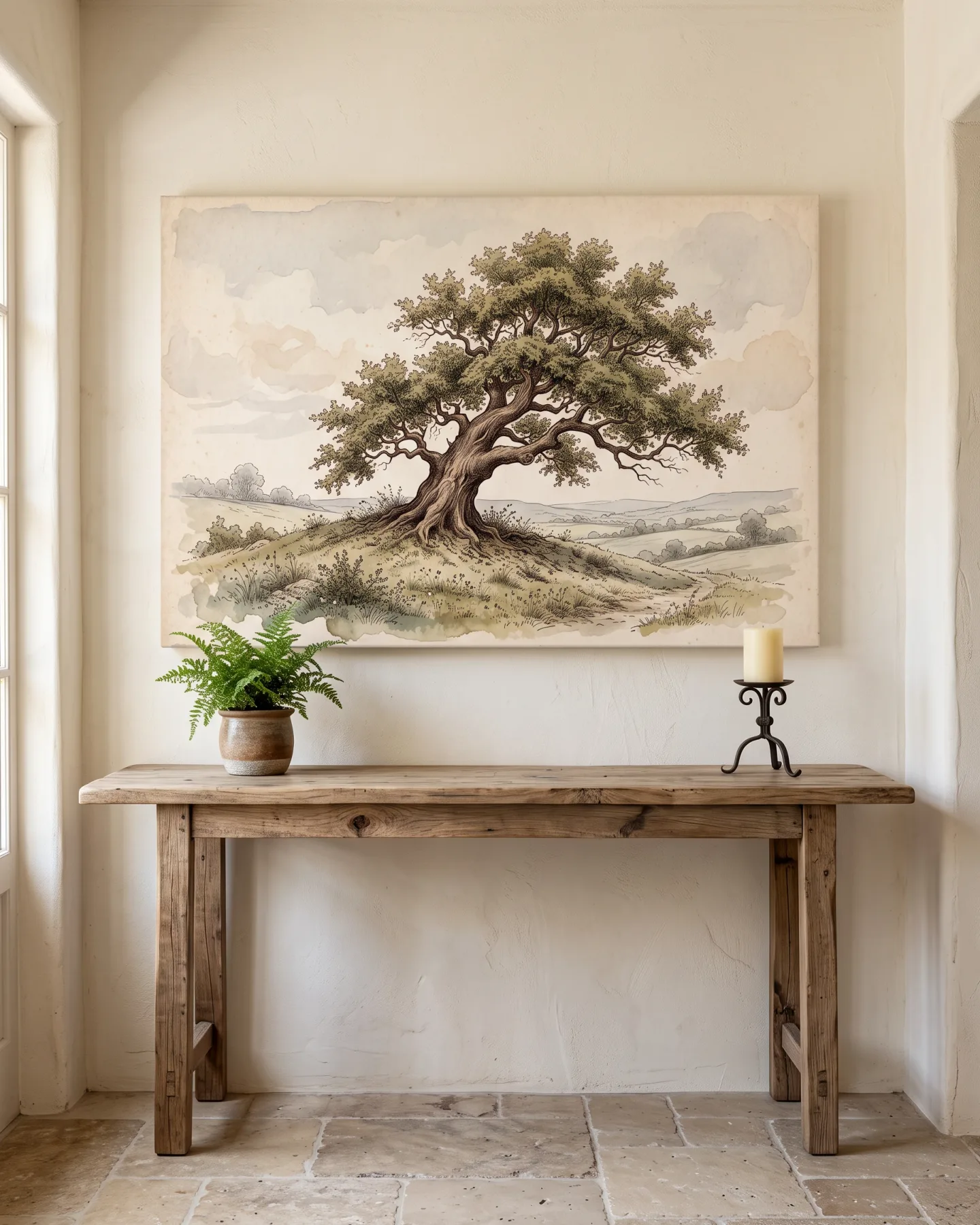Canvas print – Gnarled Oak on a Gentle Hill