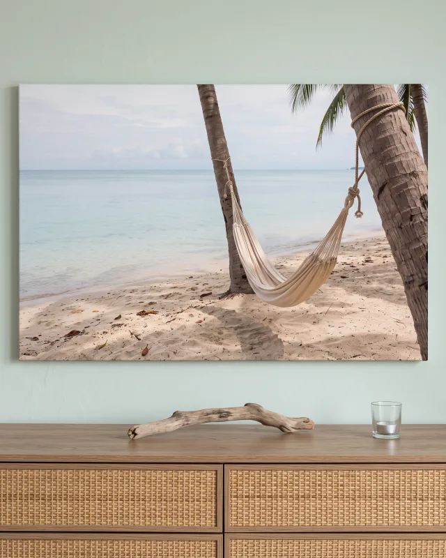 Canvas print – Hammock Between Palm Trees at the Beach