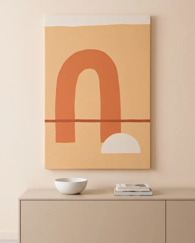 Leinwandbild – Abstrakte Formen in Orange und Creme
