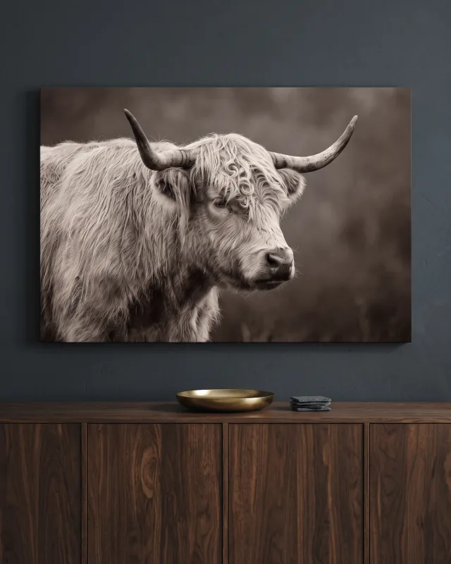 Canvas print – Highland Cattle in a Quiet Portrait