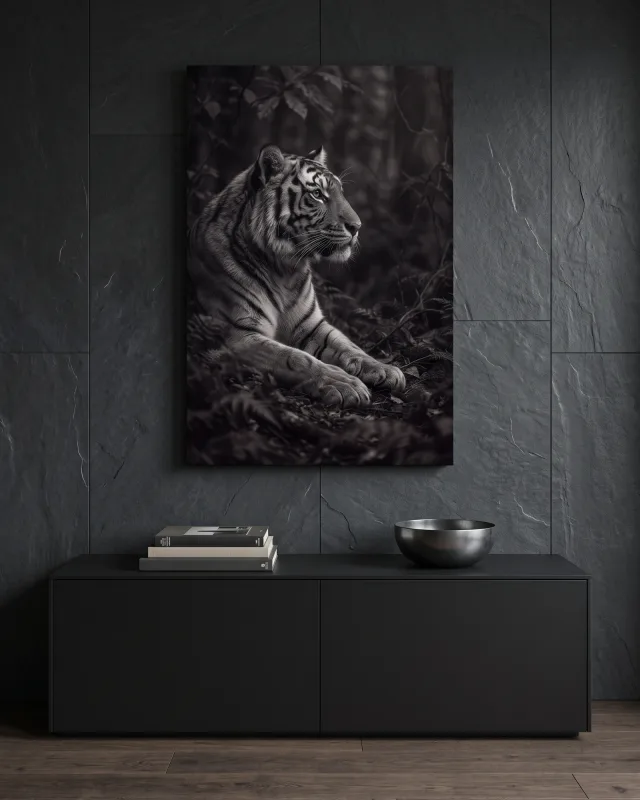 Leinwandbild – Ruhender Tiger im Wald