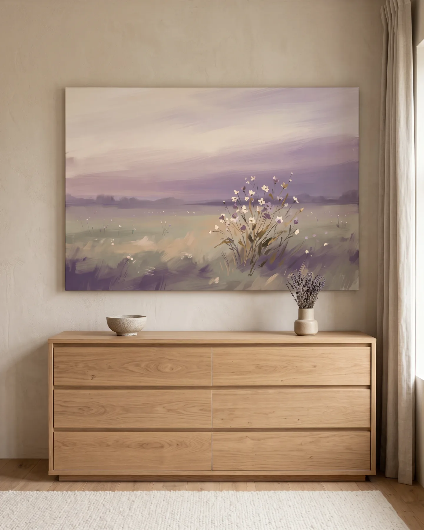 Canvas print – Delicate Wildflowers beneath Violet Haze